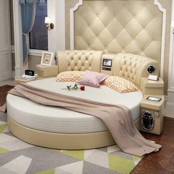 Двойно легло Легло принцеса, Брачното легло е в европейски стил, с Функционално легло, Тематичен хотел, легло за двойки, кръгло легло, една Голяма Кожена легло