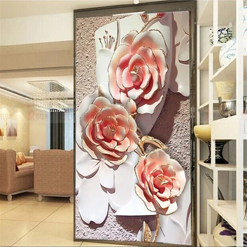 wellyu Потребителски тапети 3d papel de parede розовата ваза с триизмерен релефен фон за въвеждане на пътеката, стенописи, 3d тапети