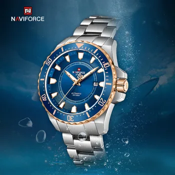 2022 NAVIFORCE Мъжки механичен часовник за гмуркане, най-добрата марка, луксозни бизнес часовници за мъже, светещи автоматично ръчен часовник от неръждаема стомана