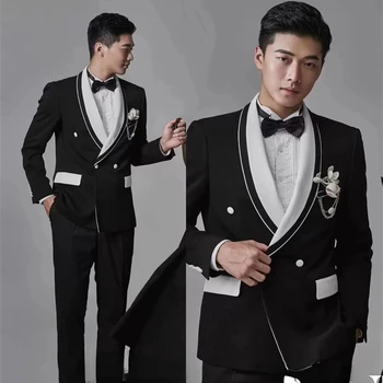Новият студиен сватбен начин Снимка на Мъжки костюм за изяви на певицата MC Stage В тон облегающему корейскому покритие Terno Masculino