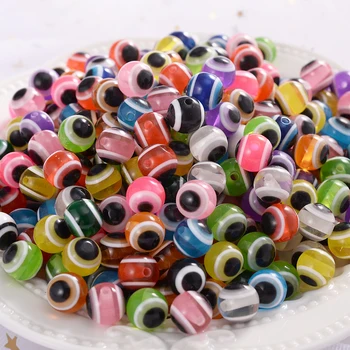 6/8/10 мм, Разноцветни мъниста от смоли, цветни кръгли мъниста с очи за производство на ръчно изработени бижута, аксесоари за гривни и колиета 
