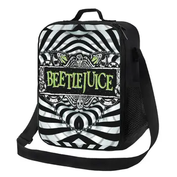 Чанта за обяд с изолация Beetlejuice от филм на ужасите за жени, преносим термоохладитель в стил на Тим Бъртън, училищен обяд-бокс за хранене