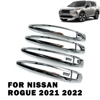 8ШТ ABS Хромирани Външни Дръжки на Вратите Тампон за Nissan Rogue 2021 2022 Хромирани авто Аксесоари