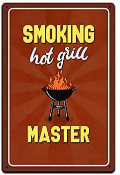 Купа стикери JP's Parcels, боядисани стени за барбекю в задния двор - Метални Стенни табели Smoking Hot Grill Master