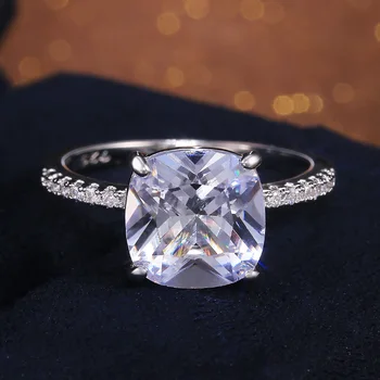 CAOSHI Classic 4 Нокът Годежни пръстени с кубическим цирконием за жени Сребрист цвят, Ослепителни Аксесоари за годеж, подарък за бижута