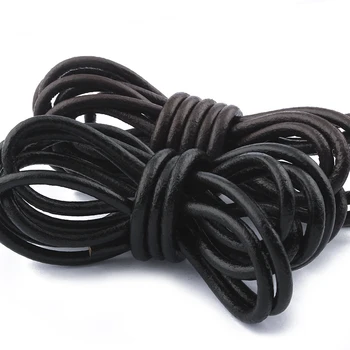 На 5 метра 4 мм и 5 мм Кръгъл Черен Тъмно кафе кабел от естествена кожа, бижута материал за направата на гривни и бижута