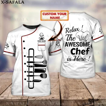 Корпоративна подарък за шеф-готвачи, кухненски униформи, качествена тениска от млечно влакно с 3D-принтом, Годишен Мъж Жена случайни топ с кръгло деколте-2