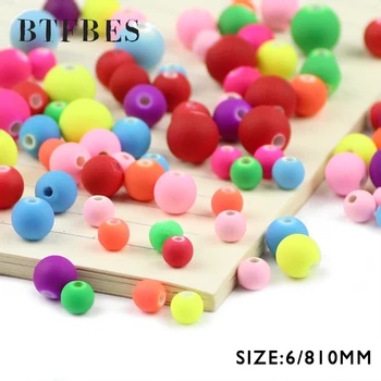 BTFBES Акрилни мъниста в цвят карамел с кръгла топка 6-8-10 мм, разноцветни россыпные мъниста за бижута, гривни, бижута ръчно изработени аксесоари 