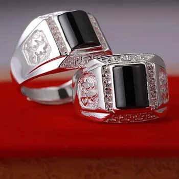 BOCAI Нов 100% натурален S990 стерлинговое сребро модерен пръстен за мъже благословии модерен пръстен класически черен циркон мъжки пръстен сребърни пръстени