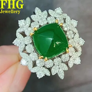 Пръстен от 18-каратово злато Au750, създадено в лаборатория Пръстен с 6-каратово изумрудено-зелен диамант и муассанитом, пръстен с диамант на годишнина от годеж, сватба парти