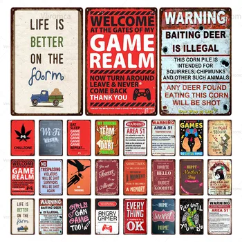 Ретро предупредителен знак-Метална лидице табела, Плакат на Метална плоча за Декорация на стените на обществени места, зала за игри, Интернет-кафе
