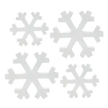 Коледни украшения във формата на снежинки, Прости бели дебели, 4 бр./компл., бижута във формата на снежинки, коледни украси от дървени снежинки