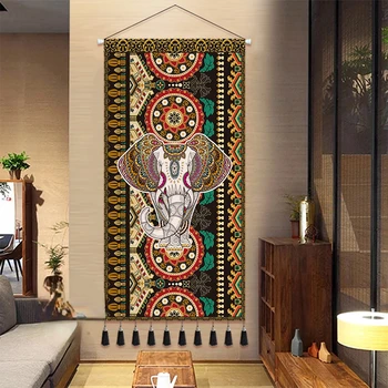 Традиционните картини на стената в стила на югоизточна Азия, с скролиране, Тайланд, боядисани стени във формата на Слон, Плакат, Украса на стаята, Естетически Развешивание