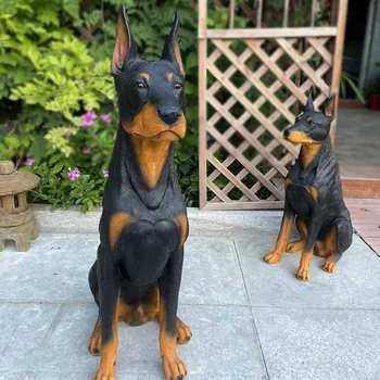 Скулптури и статуетки на Доберман за декорация на дома Украшайте статуи и статуетки, модели на домашни кучета, фигурки за вътрешен декор от смола