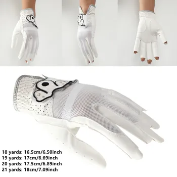 Ръкавици за голф Ръцете на играча в ръкавици От мека кожа Лявата ръка Не изпотяване Професионални дамско облекло за голф, бял цвят, за да проверите за голф играчи