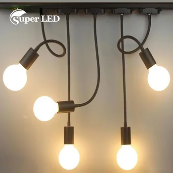 Трековый лампа E27 Тавана трековый лампа с гъвкаво светещи, въртящи се глави led трековый лампа за изложбата на Магазин промишлени дрехи