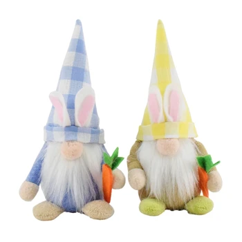 2024 Великден Безлични Зайче-Джудже с моркови Елф, Декорации за дома ръчно изработени
