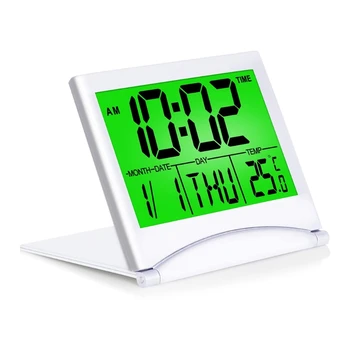 Цифров пътен часовник с аларма за дома, спални, пътешествия, Сгъваеми Будилници