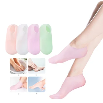 2 елемента Силиконови чорапи за грижа за краката, Срещу напукване, Хидратиращ Гел Чорапи, Защита от напукана мъртва кожа, Болкоуспокояващи Инструменти за педикюр