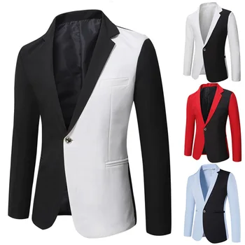 Нов мъжки яке-сако, висококачествени мъжки модни ежедневни приталенные палто, Мъжки красиви сватбени костюми, якета, Размер 3XL, мъжки дрехи