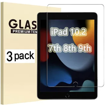 (3 опаковки) Закалено стъкло за Apple iPad 7 8 9 10.2 2019 2020 2021 Защитно фолио за екрана на таблета, 7-ми 8-ми 9-то поколение
