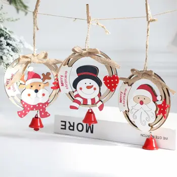 Мультяшная Коледно дърво с отложено във формата на колокольчика, Прекрасна Коледна украса, Дядо Коледа, Дървени коледни украси за партита