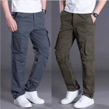 Мъжки панталони-карго, мъжки ежедневни военни тактически панталони голям размер с много джобове, мъжки връхни дрехи, dr. прави панталони, дълги панталони
