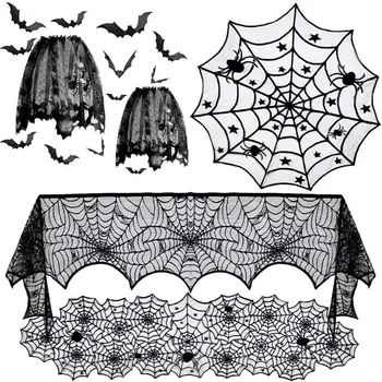 Гигантска паяжина на Хелоуин, е черно-бяла, еластична, за парти, бар, обитаван от духове къща декорация на дома