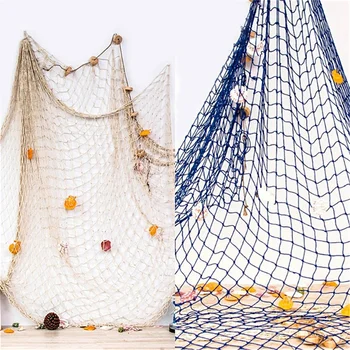 Голяма синя мрежата 100 *200 cm, детски дрехи в морски океана теми, аксесоари за парти по случай рожден Ден, декорация за лятна домашна стаите, окачен декор на стената