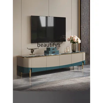 Лесен луксозен шкаф за телевизор, мраморни мебели за малък апартамент, съвременната модерна италианска комбинирана мебели за подови шкафове от висок клас