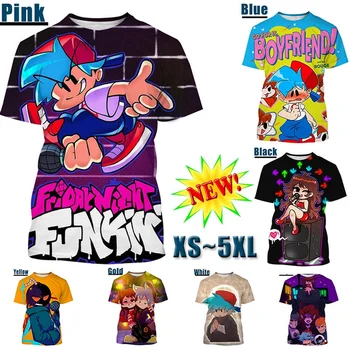 2023 Friday Night Funkin Тениска С 3D Принтом За Мъже И Жени, Популярни Музикални Игри, Хип-Хоп Harajuku, Ежедневни Блузи С Къс Ръкав