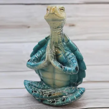 Статуетка морски костенурки, Умиротворяване Статуя на Морска костенурка, украса за Буда, Градинска статуя на жаба за дзен йога, украса за