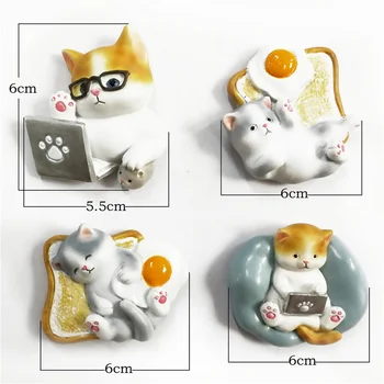 1 бр. Творчески 3d магнит за хладилник с домашен любимец модел, Cartoony сладък котка, магнит за хладилник, украса за дома