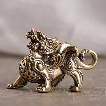 Статуетка от 1БР Богатство на Месинг декор Просперитет Украшение в Китайски стил Цилинь Дракон Късмет Животните на фън шуй Реколта