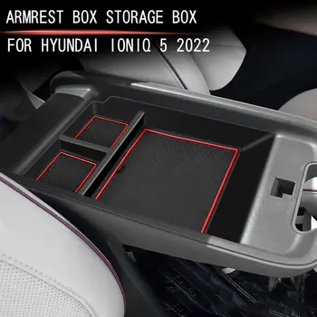 За Hyundai IONIQ 5 2021 + Подлакътник Кутия За Съхранение Органайзер Конзола За Почистване на Автомобилни Аксесоари, Черен Централна Тава За Полагане на Z7U0