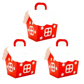 Коледни кутии за бонбони, червена къщичка за сватба, рожден ден, подарък кутия за опаковка на 