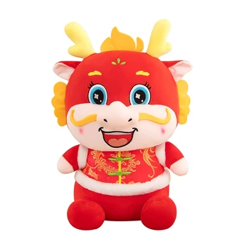 Кукла-животно Талисман Кукла-дракон Мека играчка-дракон на Зодиака за украса на китайската Нова година
