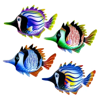2024 Нов крайбрежен декор на Черната риба Стенно изкуство за Декорация на градината и басейна Ярки цветни риба Монтиране на украса за огради верандата на къщата на басейна