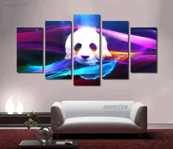 Скандинавска картина върху платно Панда HD Стенни Красива художествена картина на Съвременен модулен плакат с изображение на животни за декорация на дома в хола