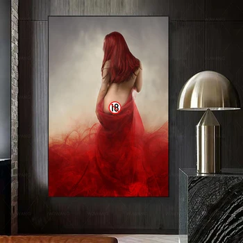 Червена секси гола жена, живопис върху платно, модерна стенни живопис, плакат на отпечатъци и отпечатъци, стенни картини за всекидневната, начало декор Cuadros