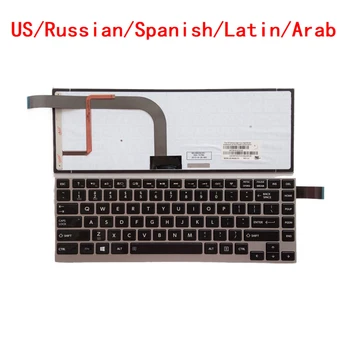 Новата клавиатура за лаптоп с подсветка за САЩ, руски, испански, латински, арабски езици за подмяна на лаптоп Toshiba Satellite W30 W30T W35