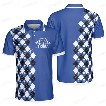 Мъжки ризи поло с модерен принтом, Лятна риза за голф с къс ръкав и копчета на лацканах, ризи за състезания F4, Дишащи бързо съхнещи ризи