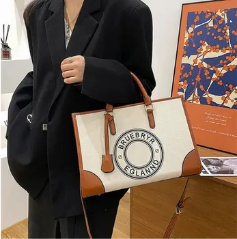 Дамска чанта, голямо голям холщовая чанта с писмото принтом, модни универсална чанта-месинджър за крайградски пътувания, чанта-тоут, чанта за пазаруване