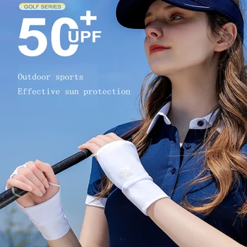 1 Чифт ръкавици за голф, за защита от слънце и ултравиолетови лъчи, Слънцезащитни от ледената коприна с отворени пръсти, хладно и дишащи дамски ръкавици за голф в полпальца