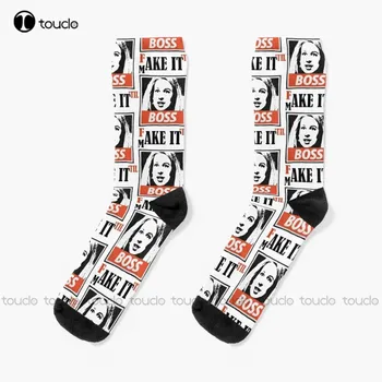 Чорапи Елизабет Холмс Theranos, Бели Футболни чорапи, Мъжки Персонализирани Унисекс Чорапи за възрастни, юноши и младежи, дигитален печат 360 °