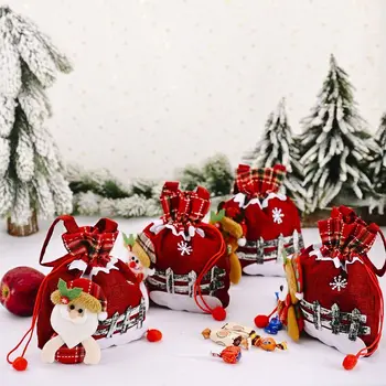 Скъпа Тъканно Коледен подарък чанта Модерен Лосове Мечка Снежен Дядо Коледа Чанта за бонбони Коледна чанта от съвсем малък Коледни Подаръчни кутии