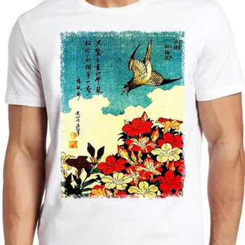Кацусика Хокусай Картина с кукувица и азалии, дизайн, Японското изкуство, Стръмни култов филм, Модерен топ, Забавна тениска 851