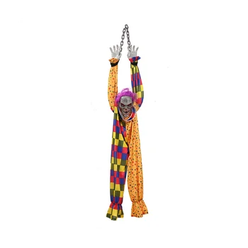 5,6 Фута Окачен анимиран говори и трясущийся страшен клоун с веригата, активируемый докосване за декор за Хелоуин
