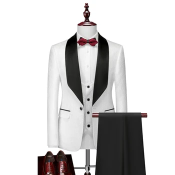 2023 Висококачествени мъжки бизнес всекидневен костюм + жилетка + панталони) Сватбен костюм, красива сватбената рокля на булката, комплект от три елемента за зала