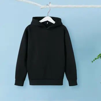 Детска hoody с качулка, Детска е свободна однотонная hoody с дълги ръкави Спортен пуловер с качулка за деца есен Зима